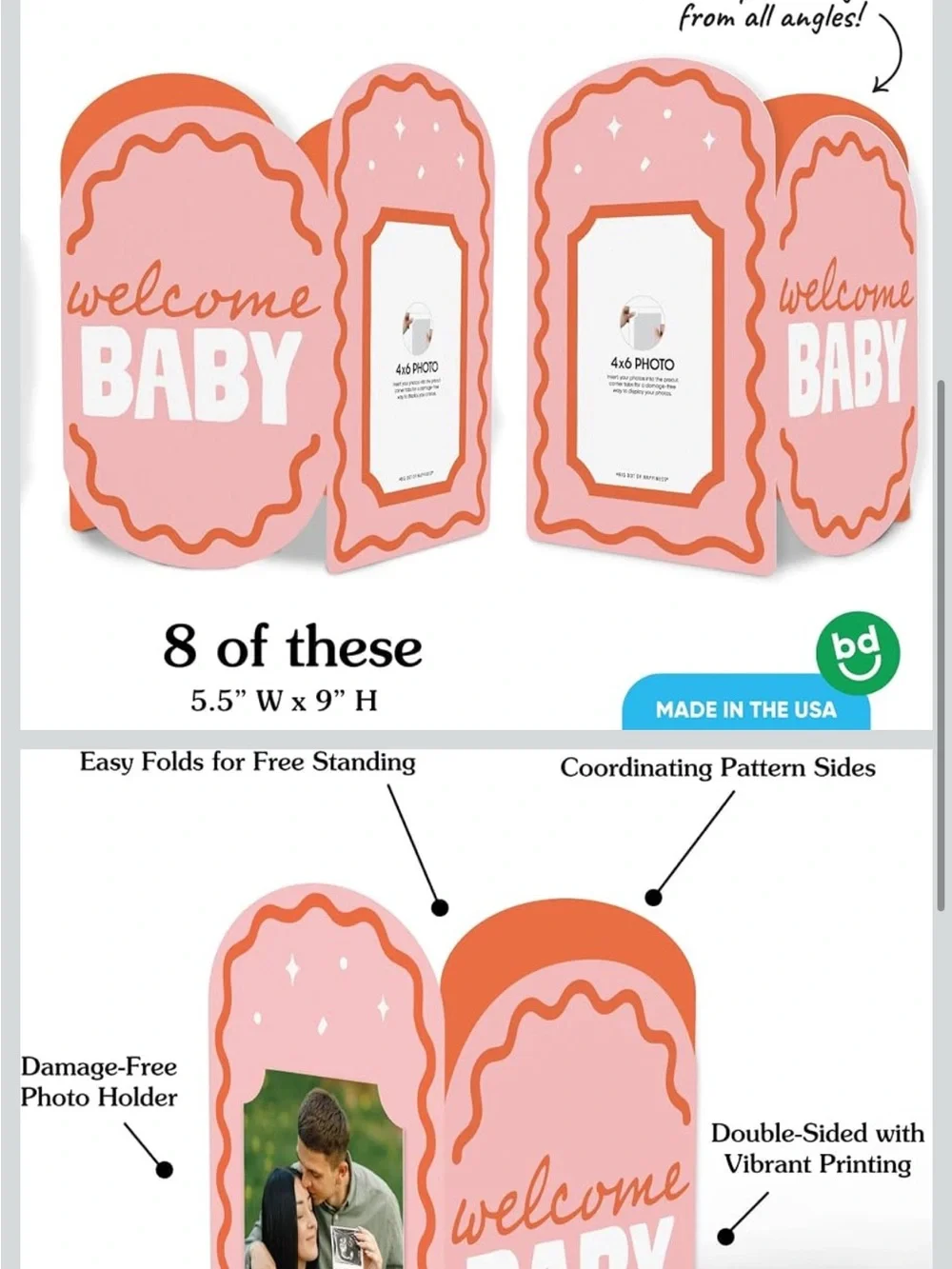 Welcome Baby Pink Table Centerpiece Cards - Party Supplies baby shower